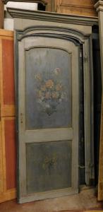 ptl481 Lackierte Tür, Epoche 18. Jh., Maße mit Rahmen H 230 cm x 115 cm max.